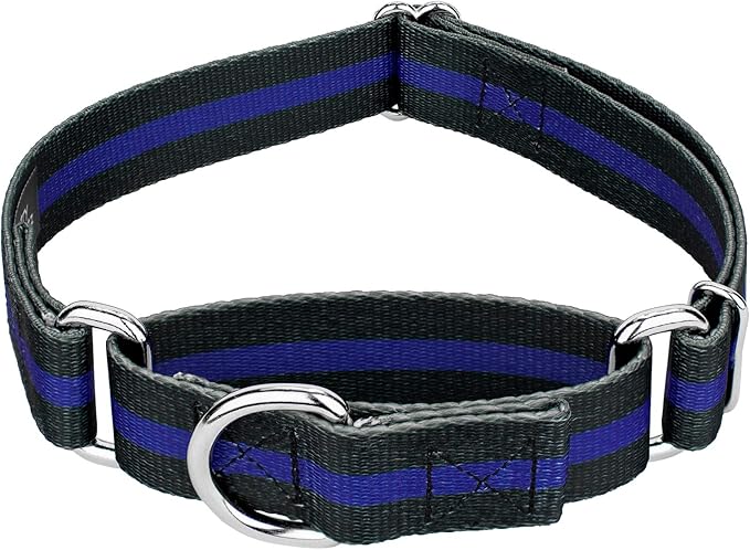 Country Brook Petz - Thin Blue Line Martingale Dog Collar - Camouflage Collection Featuring Rugged Designs (1/2 Inch, 2XS)