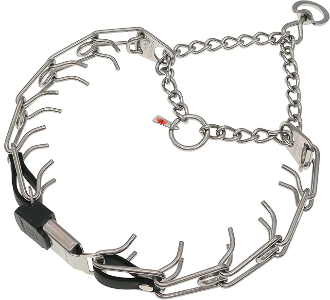 Herm Sprenger Dog Training Prong Collar with Quick Release ClicLock Buckle and Biothane Insert Stainless Steel No-Pull Collar Made in Germany (23in x 3.2mm Prongs (Neck Size up to19-20in))