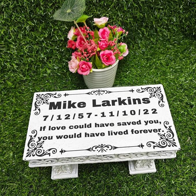 Personalized Memorial Bench for Pet Human, Custom Pet Memorial Stone with Colorful Photo, Pet Grave Marker Dog Headstone Cat Tombstone, Loss of Pet Gifts, Memorial Garden Plaque