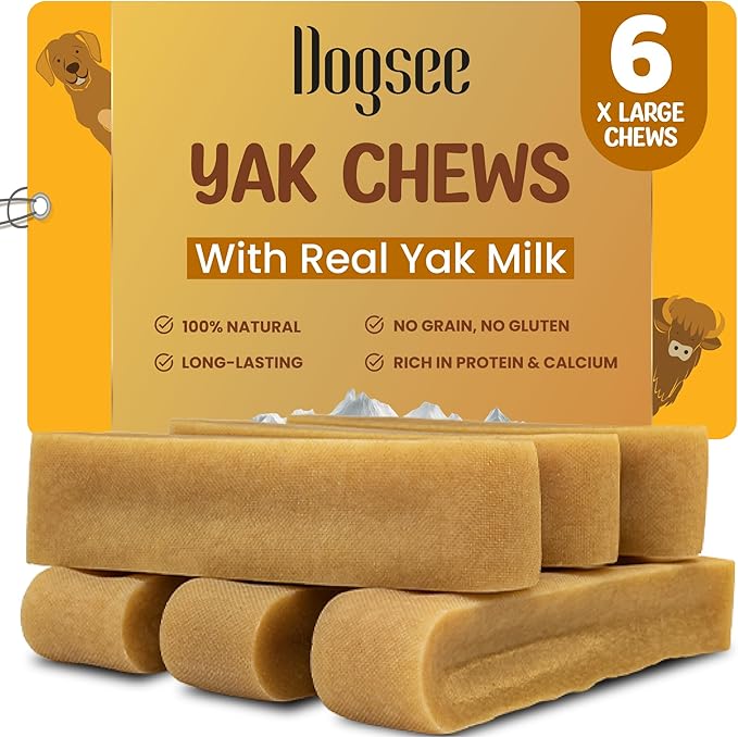 Dogsee Himalayan Yak Chews (XL - 6 Chews) | Yak Chews for Large Dogs | Dog Treats | Helps Joint Pain | Rawhide-Free