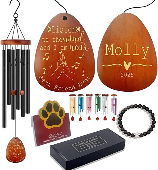 Personalized Dog Memorial Gifts for Loss of Dog, Custom Pet Memorial Wind Chime, Pets Loss Passing Away Remembrance Bereavement Gift, Custom Sympathy Gifts of Pet