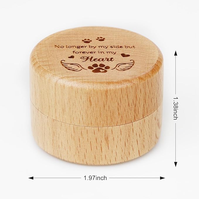 free-space Wooden Dog Memorial Box, Pet Keepsake Box with Pet Paw Engraving Tooth and Hair Case Urn Memorial Gift (no longer by my side forever in my heart)