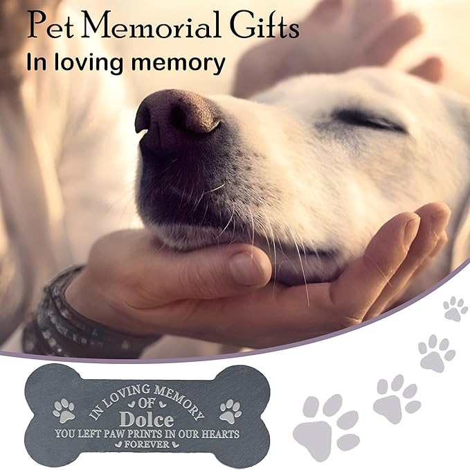 Dog Memorial Gifts for Loss of Dog, Pet Memorial Stone, Pet Memorial Gifts for Dogs, Loss of Dog Sympathy Gift, Dog Bereavement Gifts, Pet Loss Gifts - in Our Hearts Forever Bone