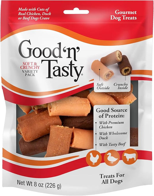 Good ‘N’ Tasty Soft and Crunchy Variety Pack, 8 Ounces, Treats for Dogs