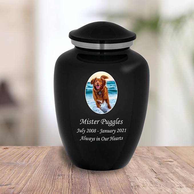 Homage Large Custom Photo Pet Cremation Urn for Pet Ashes - Vase Style Pet Urn - 200 Cubic Inch Capacity -Personalization Included (Graphite Grey)