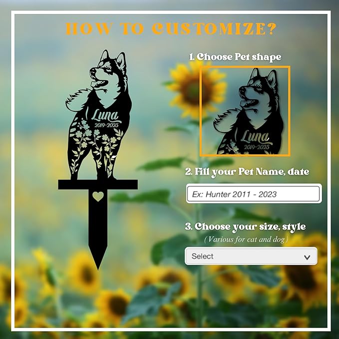 Custom Dog Grave Markers Outdoor | Best Memorial Gifts for Your Furry Friends Passed Away | Personalized Pet Grave Markers Dog Memorial Headstone