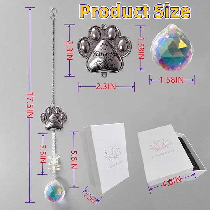 Dog Memorial Gifts for Loss of Dog,Pet Memorial Suncatcher,Pet Memorial Sympathy K9 Crystal Sun Catcher,Thoughtful Dogs and Cats Remembrance, Bereavement Gifts (Multicolour)