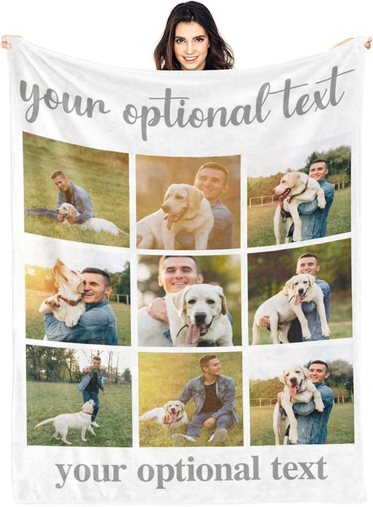 Artsadd Blankets with Pictures Customized, Dog Photos Personalized Blanket Custom Pet Loss Blanket for Mom Dad Friends