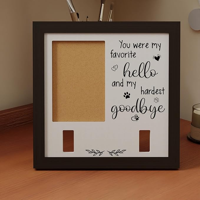 Memorial Sympathy Gifts for Loss of Dogs, 10.5“Memorial Gift for Dogs Cats, Pet Memorial Frame with Collar Holder, Suitable for 4x6 Photos