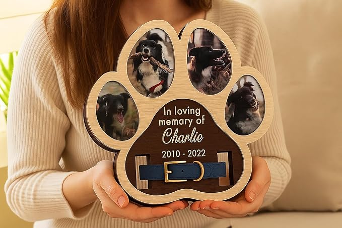 Nazenti Pet Bereavement Collar Frame, Custom Dog or Cat Memorial Frame with Pets Name, Sympathy Keepsake for Cat Loss, Pet Memorial Gift for Grieving Owners, Loss Of Dog Sympathy Gift