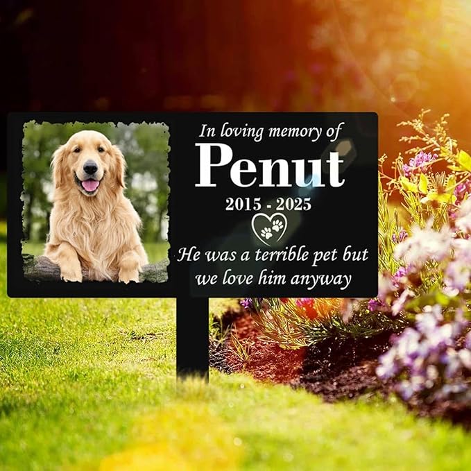 Personalized Metal Pet Grave Markers Dog, Memorial Dog Plaque, Waterproof Dog Grave Markers Outdoor for Memorial Yard, Customized Grave Markers for Dogs with Photo