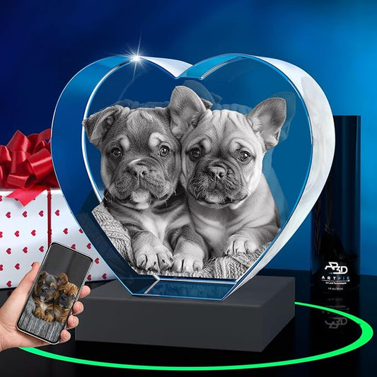 ArtPix 3D Premium Crystal Photo, Personalized Dog Memorial Gifts with Your Own Photo for Dog Lovers, Pet Owners, 3D Laser Etched Picture, Engraved Crystal in Memory of Dog, Customized Gifts
