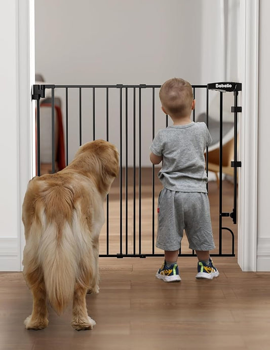 Babelio Removable & No Bottom Bar Baby Gate, 29-43", 36" H Hardware Mounted (Drill Needed)| Wide Walk-Thru| Auto-Close Safety Dog/Pet Gate for Stairs & Doorways (Black)