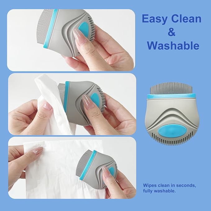Pet Facial Grooming Comb for Dogs & Cats, Stainless Steel Deshedding Comb with Rounded Teeth, Multi-Fur Type Grooming Tool