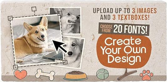 Personalized Pet Memorial Stones, 6x12 Create Your Own Pet Grave Markers as Keepsake or Pet Remembrance, Pet Loss Gifts for Bereaved Pet Owners, DIY Personalized Pet Memorial Limestone (Design 8)