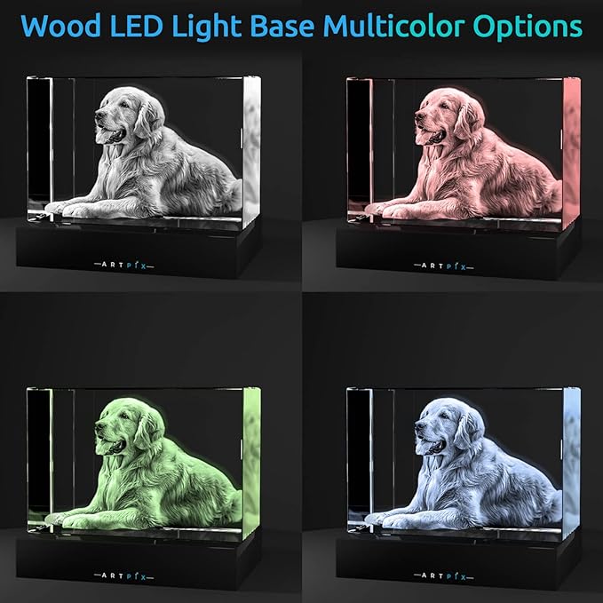 ArtPix 3D Premium Crystal Photo, Personalized Dog Memorial Gifts with Your Own Photo for Dog Lovers, Pet Owners, 3D Laser Etched Picture, Engraved Crystal in Memory of Dog, Customized Gifts