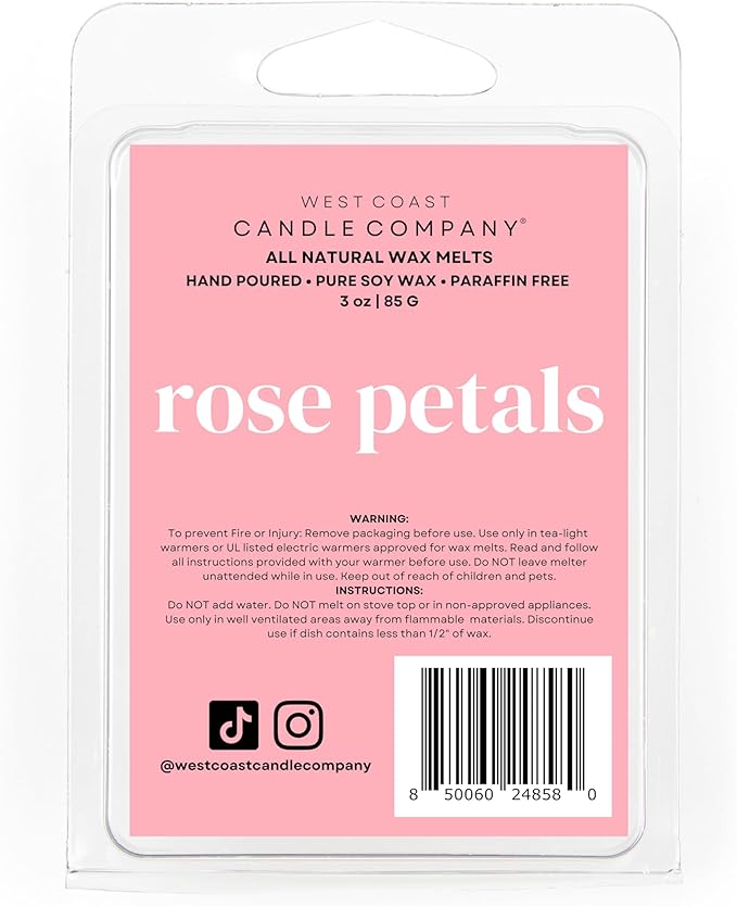 Pet Safe Wax Melts for Dogs | Non Toxic Soy Wax Melts | Natural, Paraffin-Free, Clean Burning | Odor Eliminating Wax Cubes | Rose Petals
