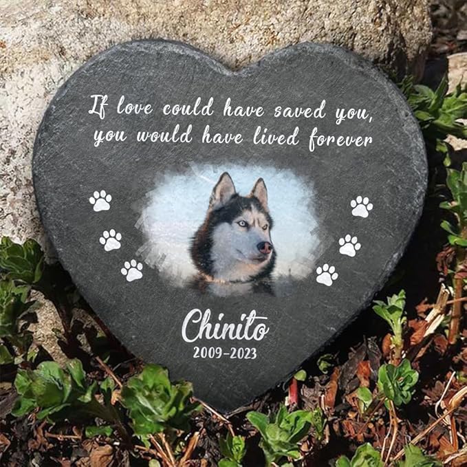 Heart Shaped Dog Memorial Gifts for Loss of Dog - Cat Memorial - Personalized Pet Memorial Stone - Dog Sympathy Gift - Pet Memorial Garden Decor