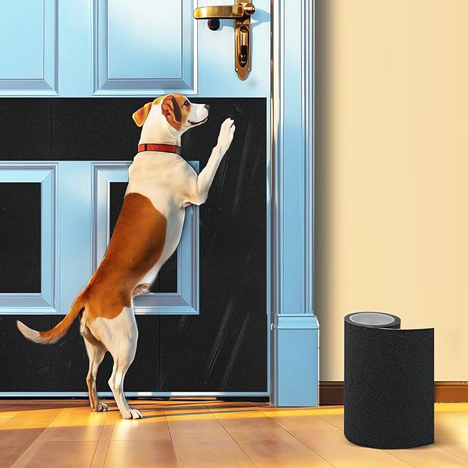 Pet Nail Self Adhesive Replacement Emery Paper, Eases Dog Nail Trimming Anxiety, Suitable for Doors (10in*13ft, Black)