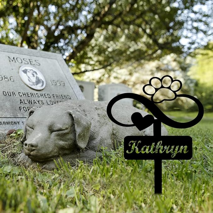 Pet Grave Markers Personalized, Pet Memorial Grave Markers Garden Metal Headstones Plaques, Custom Pet Dog Grave Marker Gifts for Sympathetic Pet Loss Remembrance, Pet Memorial Gifts