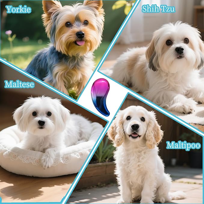 Comma-Shaped Small Dog Brush, Fit for Yorkie, Shih Tzu, Maltese Maltipoo Pomeranian - Gentle Soft Bristles for Effortless Pet Hair Removal, Puppy Essentials (Gradient Color)