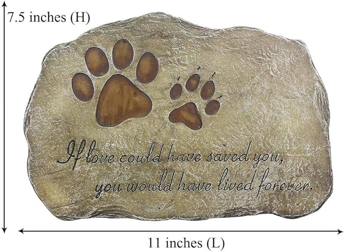 Personalized Pet Memorial Stones Dog Cat Paw Prints Grave Markers with Sympathy Poem If Love Could Have Saved You, You Would Have Lived Forever.