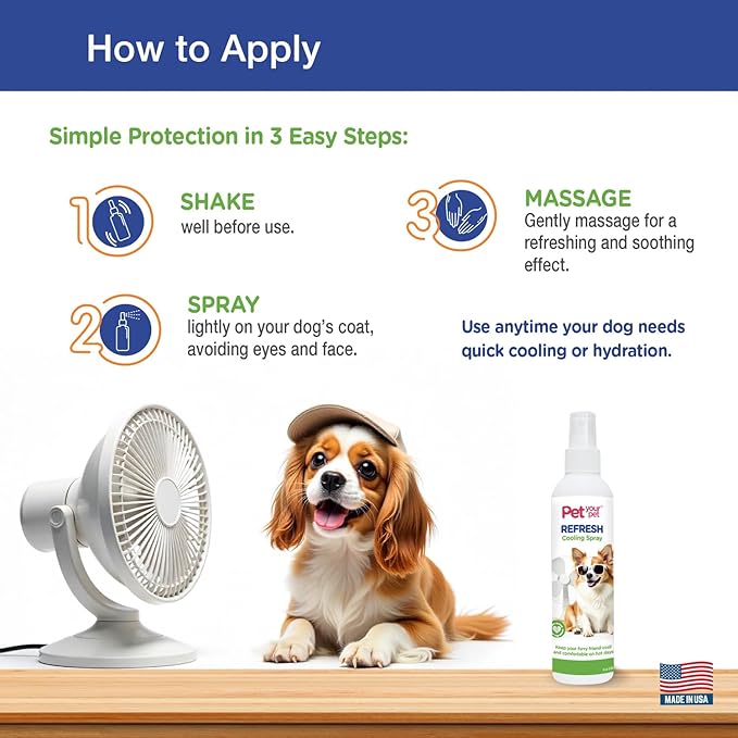 Dog Refresh Cooling Spray for Dogs 4oz, Non-Toxic Refreshing Mist, Made in USA, Helps Cool Down in Hot Weather, After Walks or Playtime, Great for Daily Use