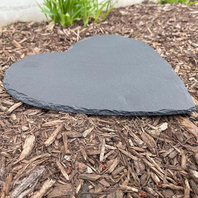 Personalized Memorial Garden Stone, “Forever in My Heart” Slate Heart 10 Inch, Custom Sympathy Gift Outdoor Décor