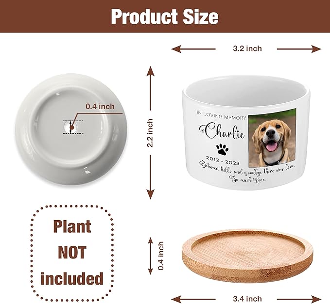 Customized Dog Memorial Picture Plant Pot Remembrance Gifts With Heartfelt Sentimental Quote Loss Plaque In Loving Memory of Plant Pot Dog Cat for Outdoor Sympathy Decor Gifts Pawprints Pet