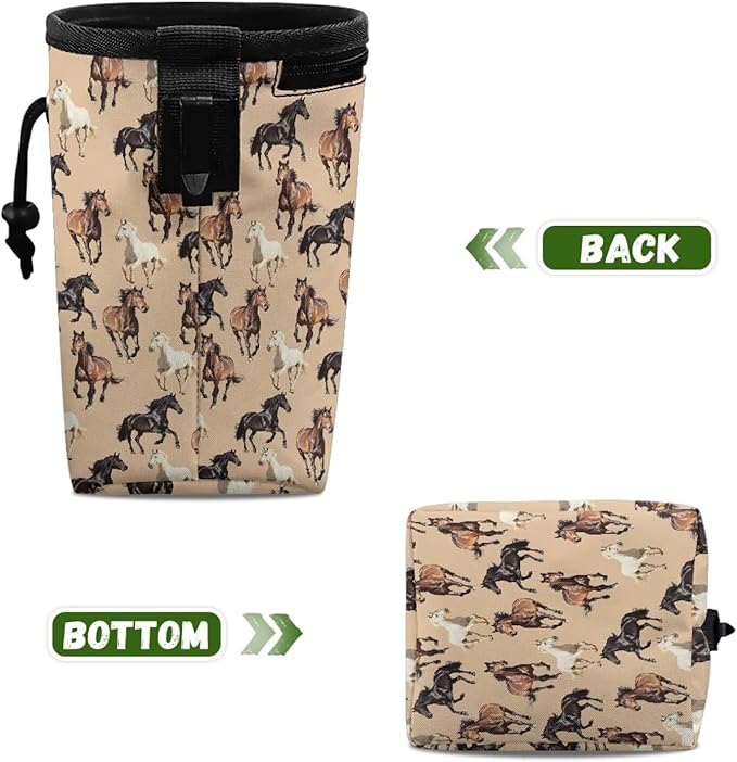 Horses Pattern Puppy Training Pouch Dog Training Treat Pouch Bag Versatile Pocket Sized Pet Feed Snack Reward Pocket for Pet Puppy Travel or Outdoor Use