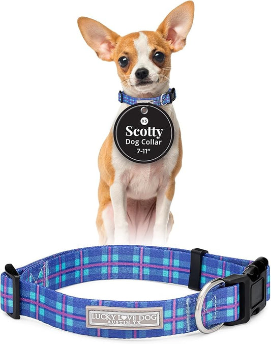 Lucky Love Dog - Adjustable Dog Collar with Easy Click Buckle for Small Dogs, Durable, & Comfortable for Male & Female Dogs, Pet Collar for Puppies & Adult Ones - Scotty, XS