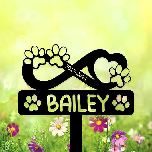 Personalized Pet Memorial Grave Marker, Custom Pet's Name Cemetery Decorations for Funerary, Metal Pet Garden Stake, Outdoor Sympathy Pet Stake Plaque Gift for Loss Dog