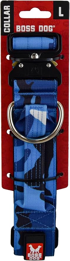 Boss Dog Tactical Collar, Blue Camo, Large