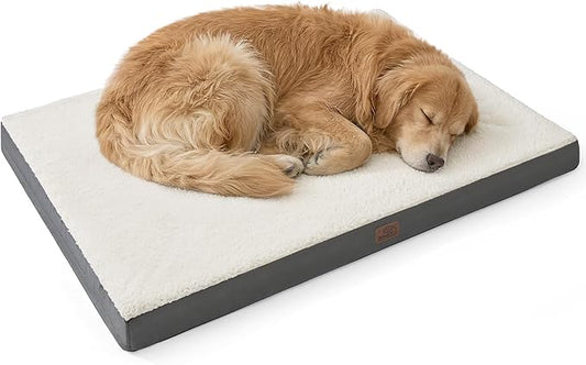 Bedsure XL Dog Beds Large Sized Dog -Comfy Flat Extra Large Pet Beds with Removable Washable Cover, Orthopedic Egg Crate Foam Mat, Suitable for Pet Up to 100 lbs