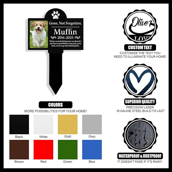 Custom Dog Grave Markers Outdoor, Personalized Pet Grave Marker Dog Memorial with Photo and Name, Outdoor Weatherproof Pet Cemetery Sign, Personalized Dog Memorial Gifts for Loss of Dog