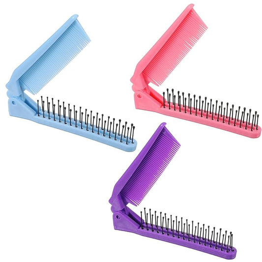 3PCS Dog Hair Brush Folding Small Puppy Cat Pet Grooming Brushes, Professional Comb Brush Supplies to Effectively Remove Tangles, Knots and Mats(3 Colors)