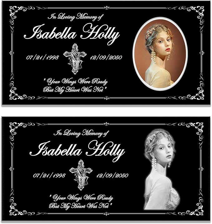 Human Memorial Stone Personalized, Customized Permanent Use Porcelain Photo, Grave Marker, Headstones for Graves, Grave Markers for Cemetery for Humans, Memorial Plaque Outdoors