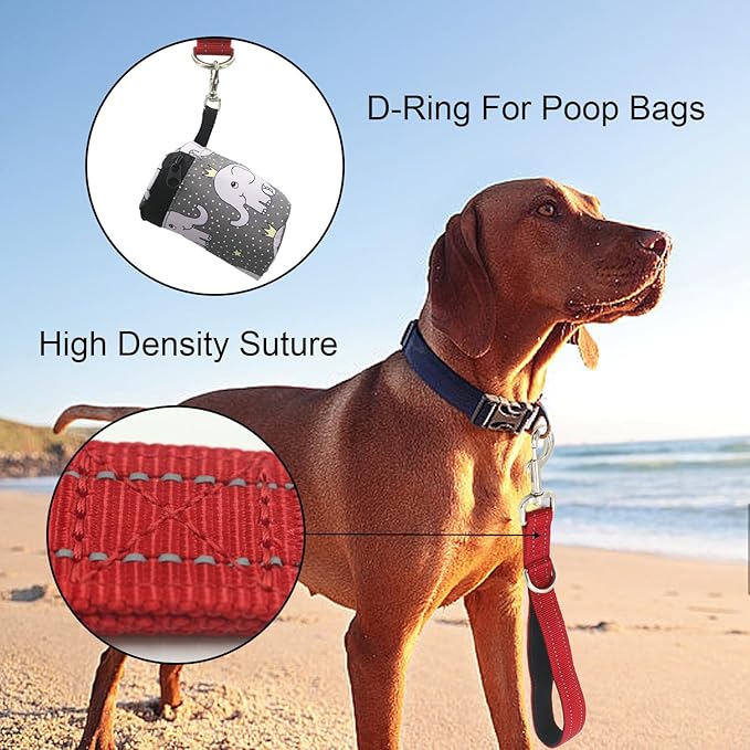 Standard Training Leashes 12 Inches for Dogs, Short Traffic Dog Leash Heavy Duty Padded Handle, Nylon Anti Pull for Reflective, Short Line Dog for Small, Medium and Large Dogs 1 FT Red