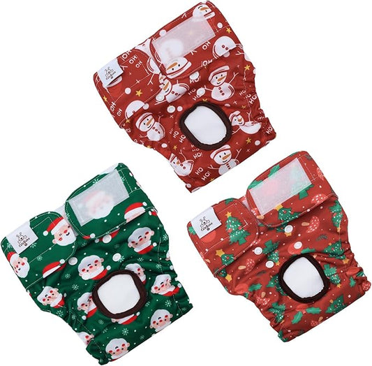 CuteBone Dog Diapers Female Washable Small Medium Large 3 Pack Reusable Doggie Diapers Puppy Period Pants for Doggy Heat Cycle Peeing
