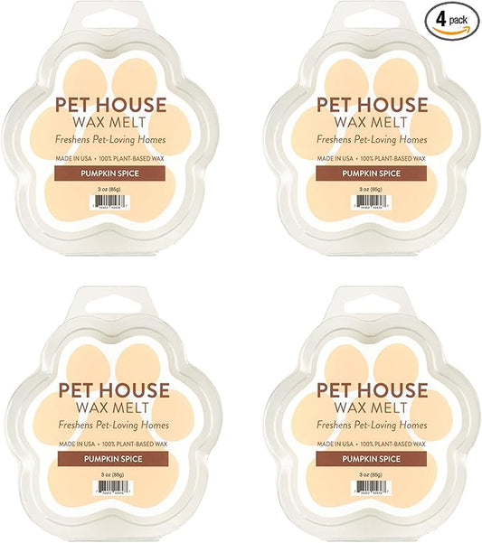 One Fur All Pet House Scented Wax Melts for Warmer - Long-Lasting Pet Friendly Plant Based Soy Wax Melts - Pumpkin Spice Pack of 4