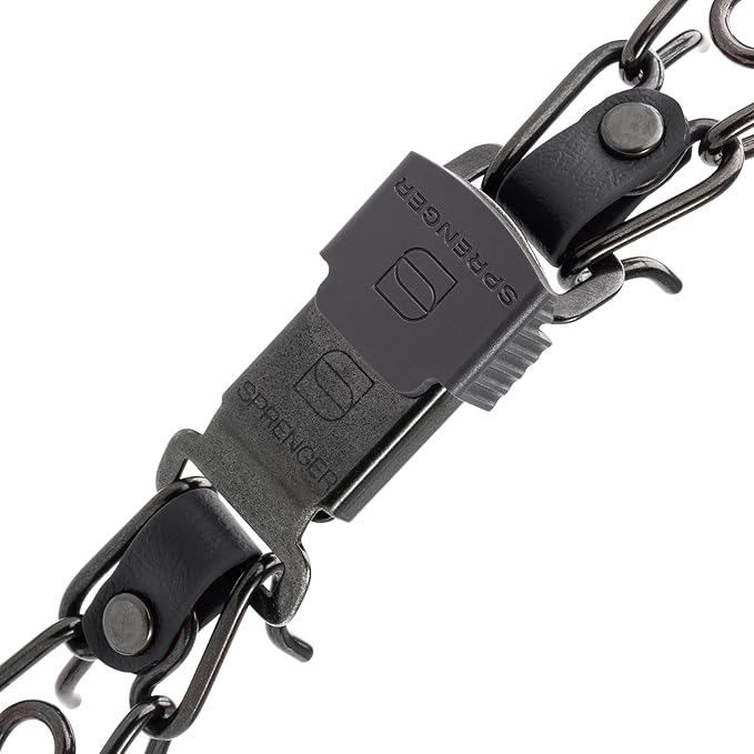 Herm Sprenger Black Stainless Steel Dog Collar with Short Links and Quick Release ClicLock Buckle and Biothane Insert Made in Germany 20in x 3.0mm (Neck Size up to 16-17in) (Black)