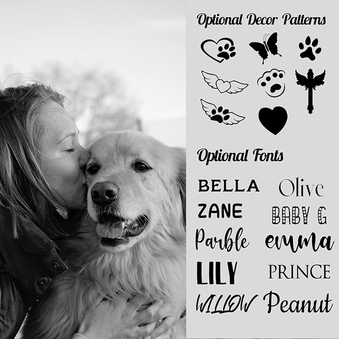 LINMAGCO Dog Memorial Gifts for Loss of Dog,Dog Memorial Stone,Pet Memorial Gifts with Photo, Customized Pet Headstone,Cat Memorial Gifts,Decorations for Grave