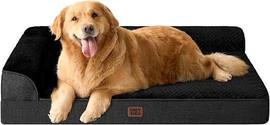 EHEYCIGA Extra Large Dog Bed Othorpedic, Memory Foam XL Dog Bed with Washable Removable Cover, Waterproof Pet Sofa Couch XLarge Size Dogs with Nonskid Bottom, 44x32x6.5, Black