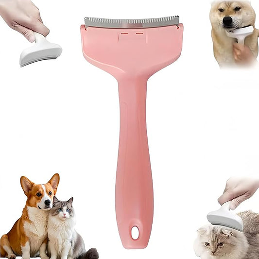 V-Tooth Deshedding Comb, Tooth Deshedding Comb for Pets Dog & Cat Grooming Brush Multifunctional Pet Comb with Ergonomic Handle for Shedding, Tight V-Shaped Teeth Shedding Combs (Pink, Small)