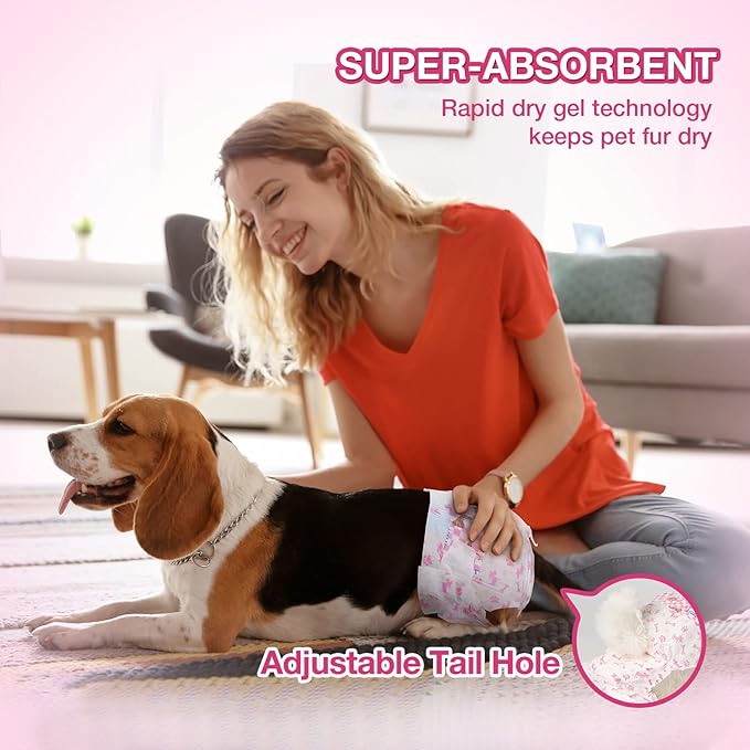 Dono Disposable Dog Diapers Female, Super Absorbent Doggie Diaper, Rapid-Dry Gel Technology Puppy Diapers, Leak-Proof Fit for Doggy Cat in Heat, Excitable Urination, Incontinence, Large