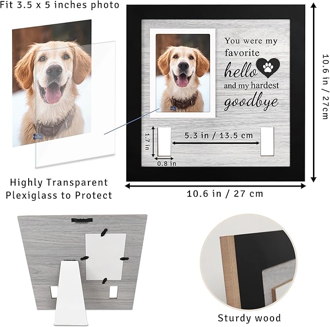 Dog Loss Gifts,Pet Memorial Frame with Collar Holder,Dog and Cat Collar Memorial Frame,Pet Memorial Gift for Dogs,Pets Loss Sympathy Gift for Pet Lover,Dog Moms