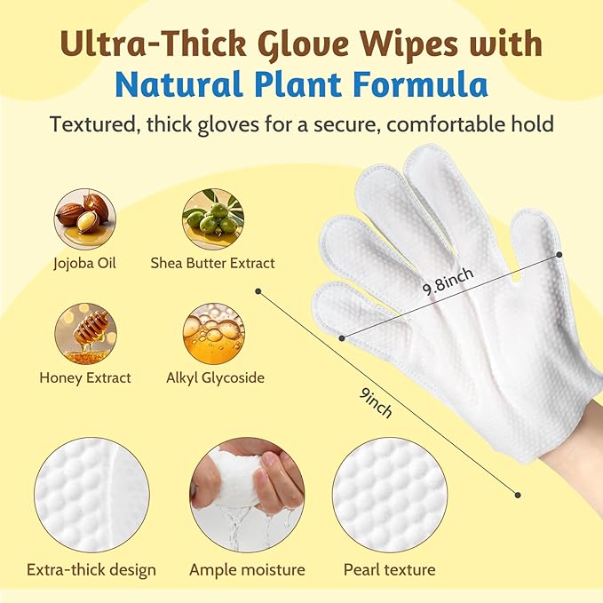 Cleansing & Deodorizing Pet Glove Wipes for Dogs & Cats with Pet Deodorizing Spray, Hypoallergenic & Nourishing Rinse-Free Mitts, Thick Design for Home Spa Care, 20pcs