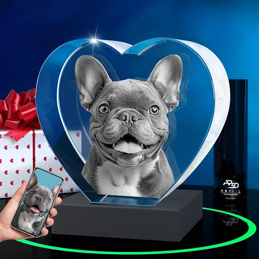 ArtPix 3D Premium Crystal Photo, Personalized Dog Memorial Gifts with Your Own Photo for Dog Lovers, Pet Owners, 3D Laser Etched Picture, Engraved Crystal in Memory of Dog, Customized Gifts