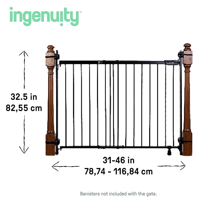 Ingenuity The Stairway+ 46W Series Pet and Baby Gate - Black