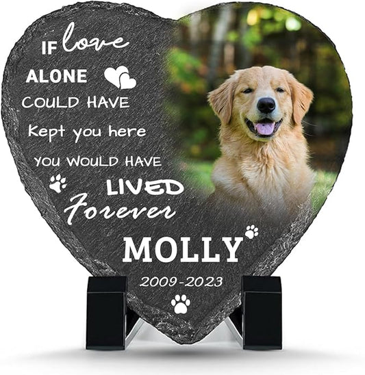 Personalized Pet Memorial Stone for Dogs 8"*8",Custom Heart Memorial Gifts for Loss of Dog Cat,Customized Garden Stone Grave Markers Headstone for Dog Cat Lovers